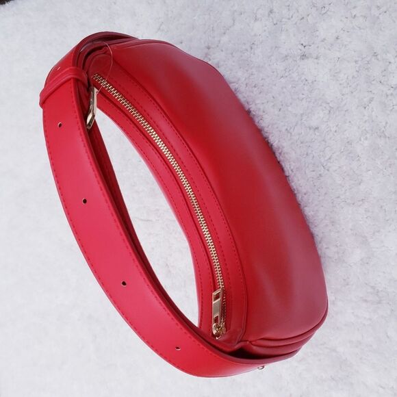 Anthropologie The Brea Faux Leather Shoulder / Crescent Shape Bag Coral NWT - Picture 6 of 10